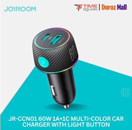 JOYROOM JR-CCN01 60W 1A + 1C Multi-color Car Charger With Light Button