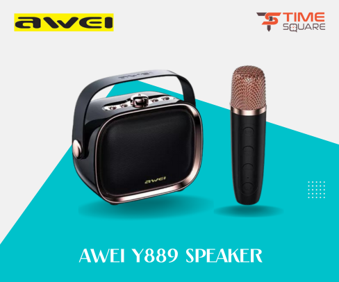 Awei Y889 Portable Wireless Bluetooth 5.0 Speaker 1800mAh With Microphone Speakers Mini Sound Box