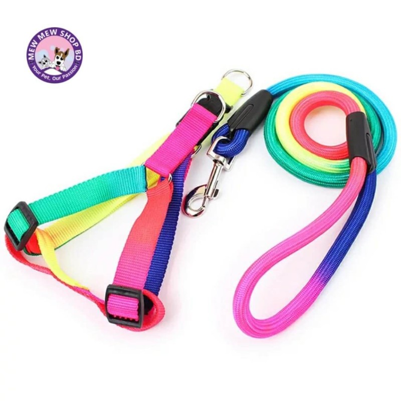 Cat / Dog Rainbow Harness Leash Durable Nylon Walking Leash