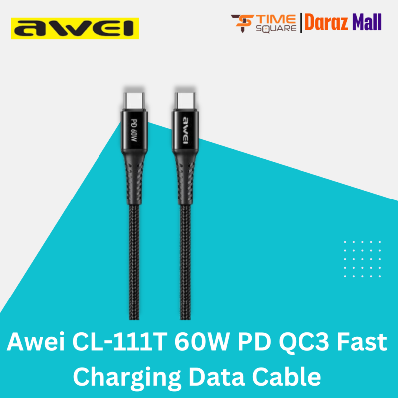 Awei CL-111T PD 60W Super Fast Charging Type-C to Type C Cables Cable