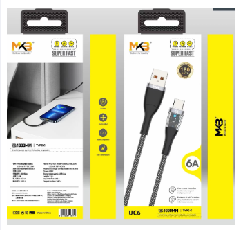 MKB UC6 USB - TPYEC / 6A hight power / Transparent board display light/hight density braided Data cable