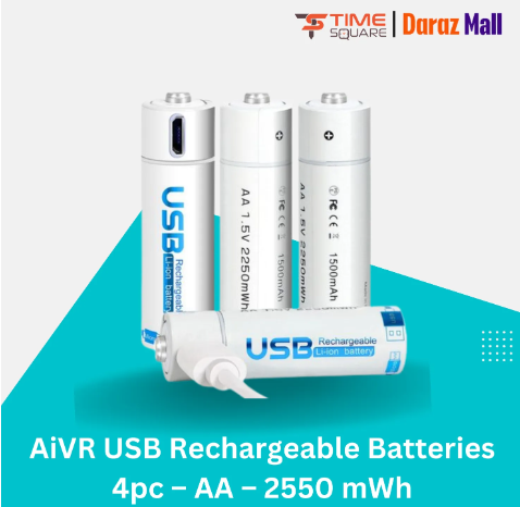 AiVR AA 2550mWh USB Rechargeable Battery Set (4pcs)