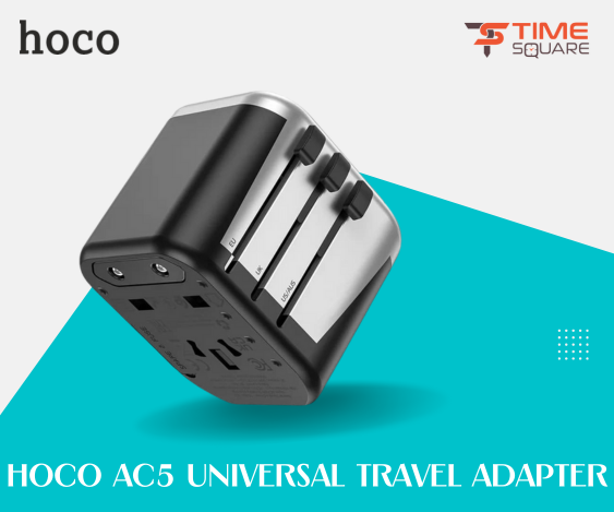 Hoco AC5 2USB+1Socket Universal Travel Adapter