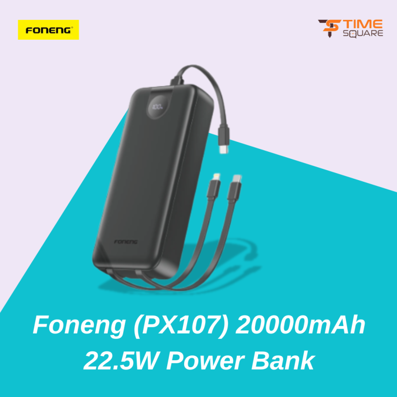 Foneng (PX107) 20000mAh 22.5W Power Bank with Built-In 3 Cables