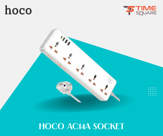 hoco AC14A Rico 5-position Socket with PD30W+3USB Ports, Cable Length: 1.5m