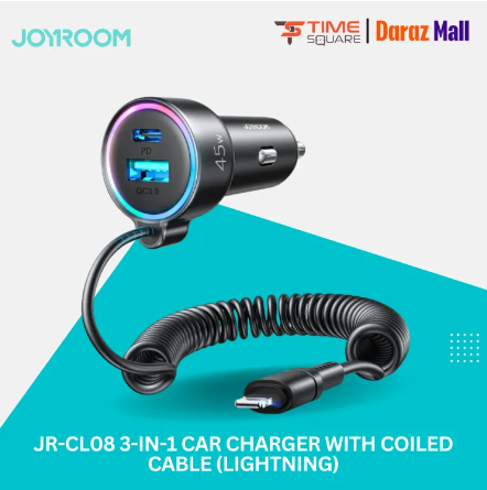 JOYROOM JR-CL08 3 in 1 45W PD USB-C / Type-C + USB Interface Car Charger