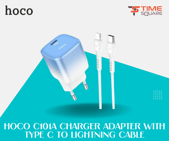 Hoco C101A PD 20W Fast Mini Travel Charger Adapter with Type C to Lightning Cable