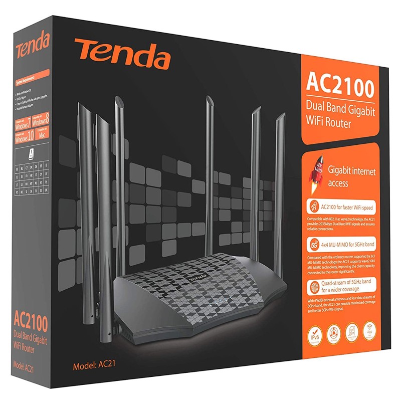 Tenda AC21 2033mbps AC2100 Dual Band Gigabit Wireless Router