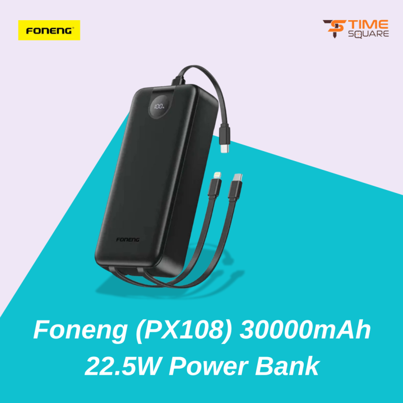 Foneng (PX108) 30000mAh 22.5W Power Bank with Built-In 3 Cables