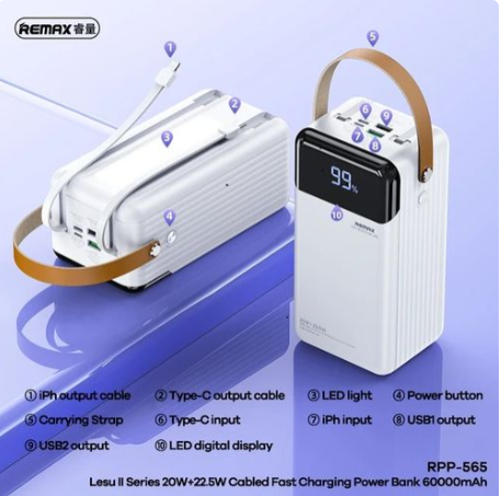 Remax RPP-565 60000mAh 22.5W Fast Charging Power Bank With Lamp